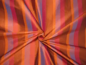 100% Pure Silk dupion Fabric multi color stripe 54" wide DUPS65[3]