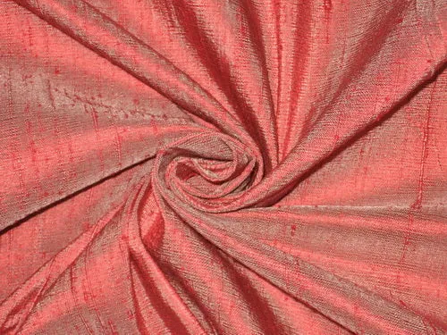 100% Pure SILK Dupion FABRIC Red with Ivory shot color 54" wide DUP126[2]