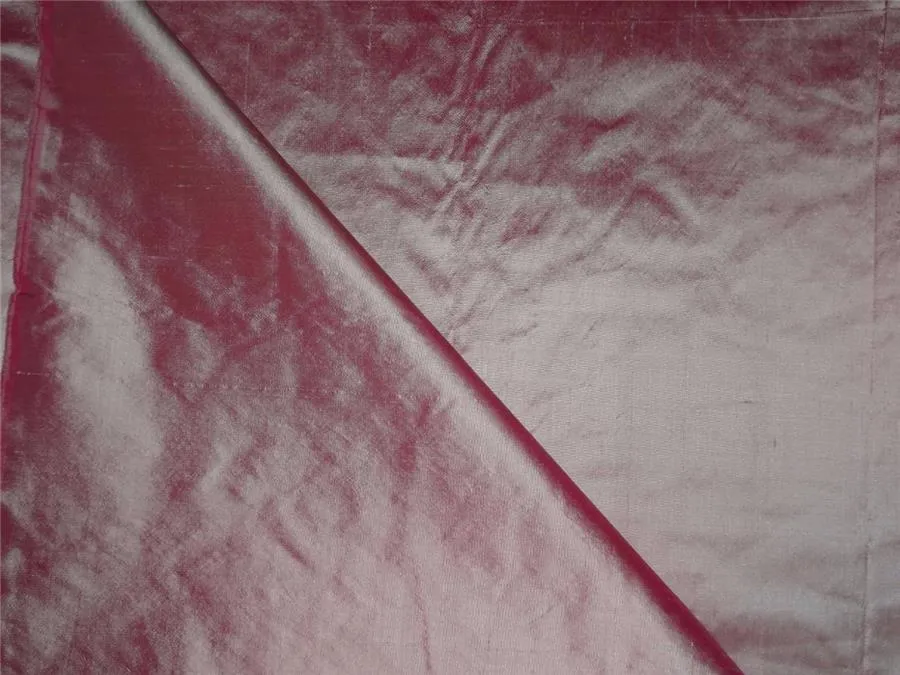 100% PURE SILK DUPIONI FABRIC CREAM X RANI PINK 44&quot;