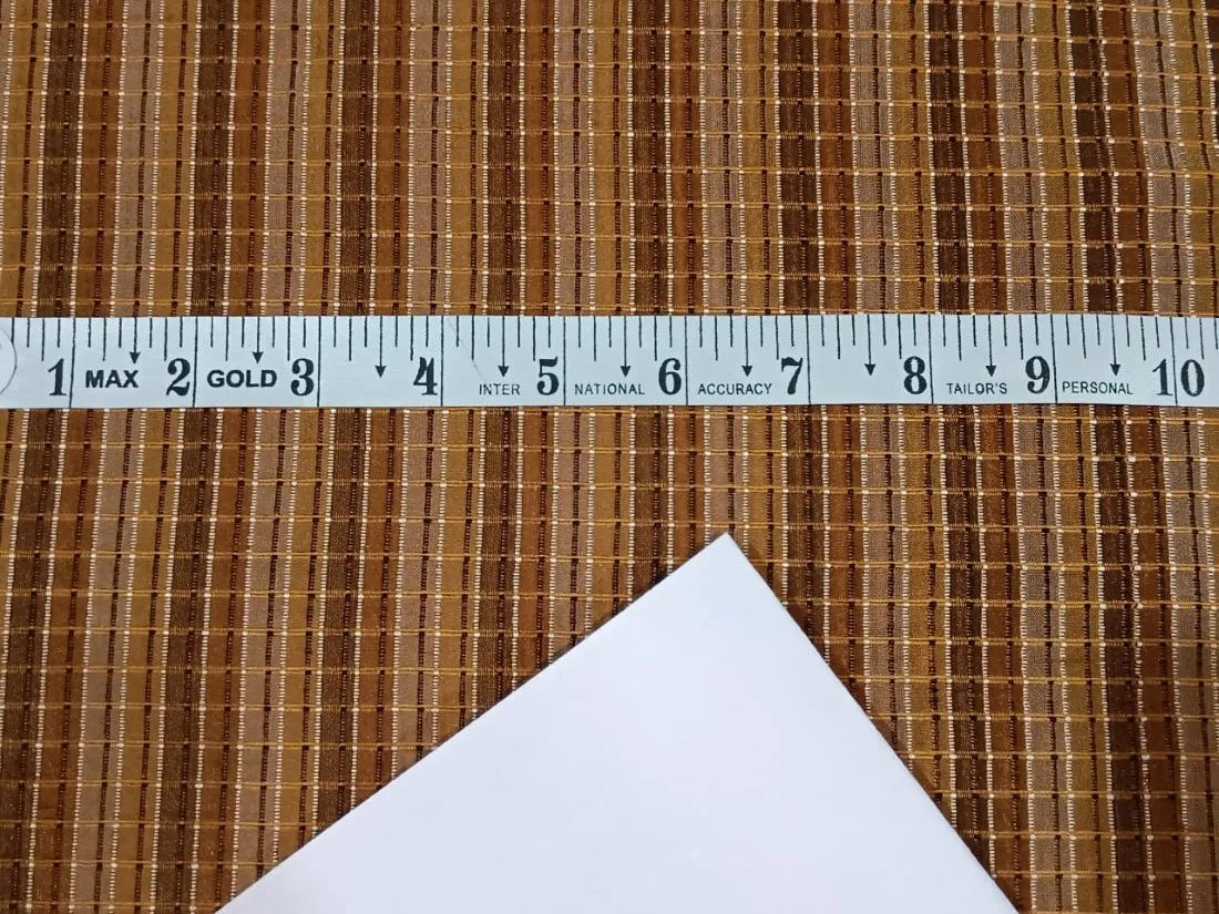100% silk dupion fabric PLAIDS shades of brown DUPC80[4] 54" wide