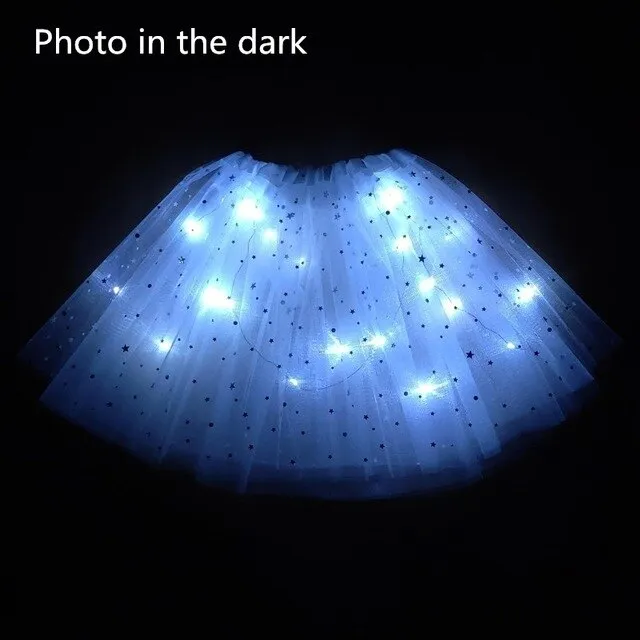 2020 new Light LED Girl Kids Clothes Star Tutu Skirt Princess Party Tutus Tulle Pettiskirt Child Ballet Dance Halloween black