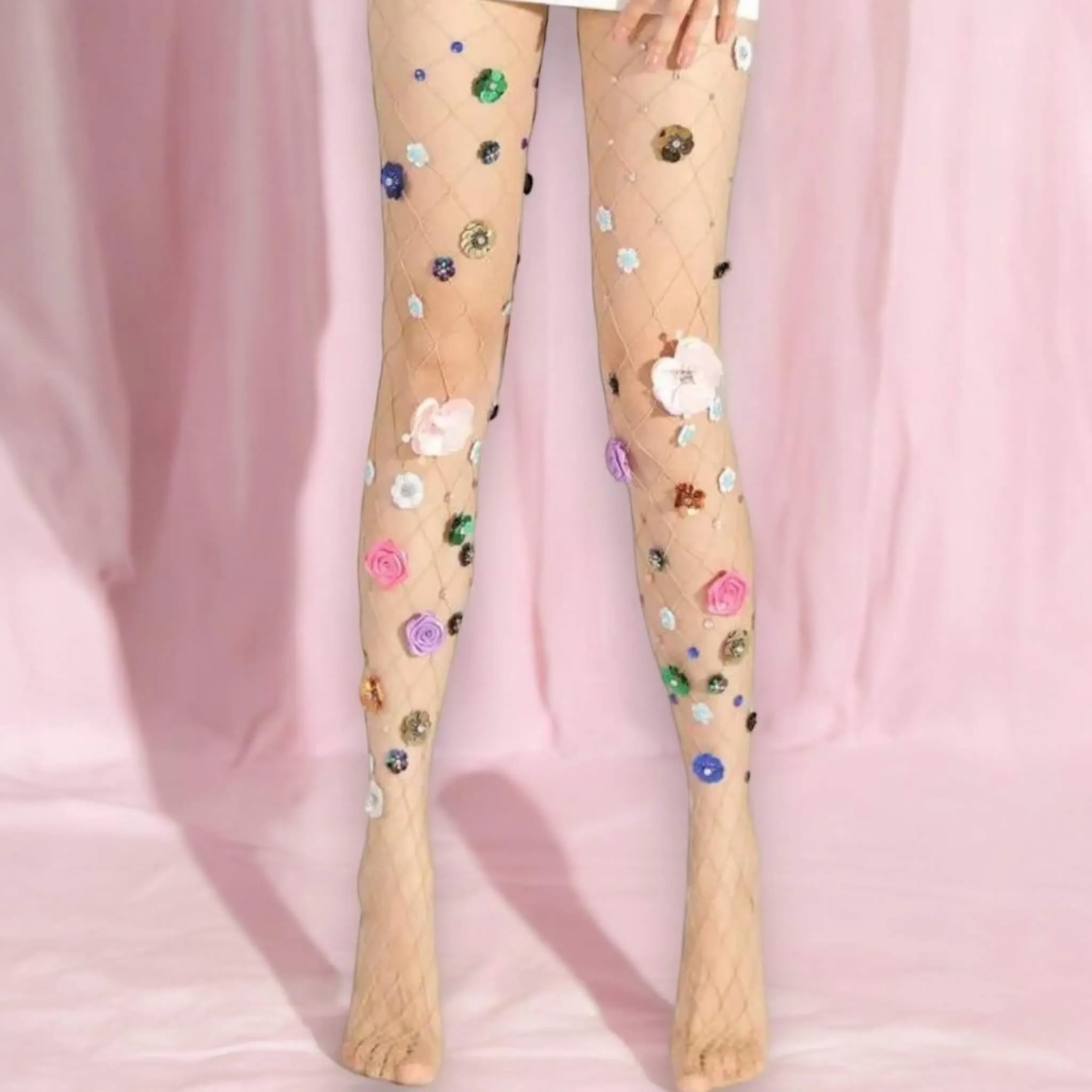 3D Flower Sheer Tights