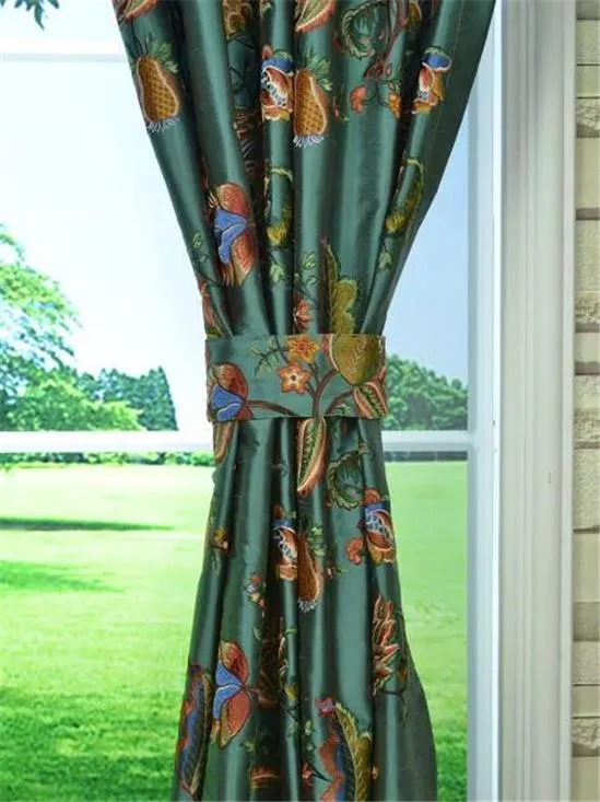 54&quot;WIDE SILK DUPIONI FABRIC IRIDESCENT DUSTY BLUE X MUSTARD WITH VELVET FLORAL EMBROIDERY