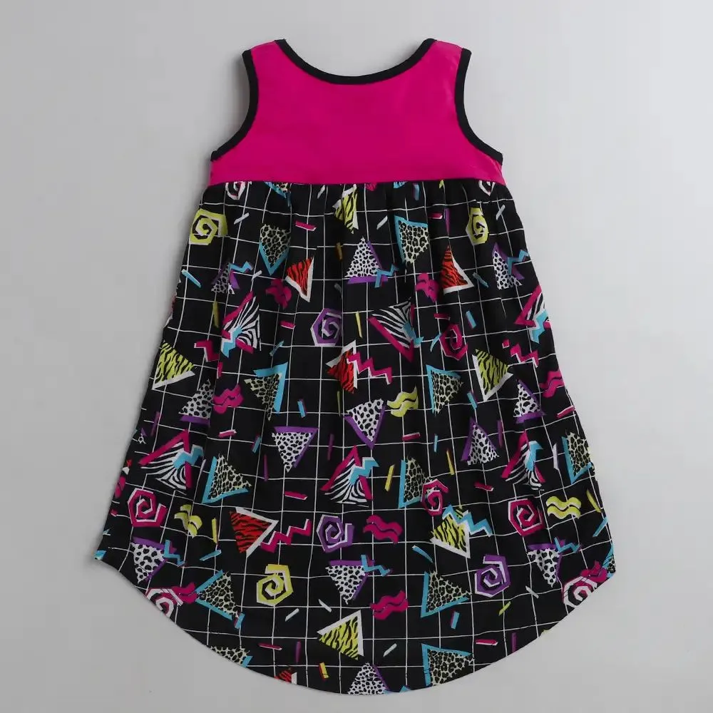 Abstract High Low Sleeveless Dress