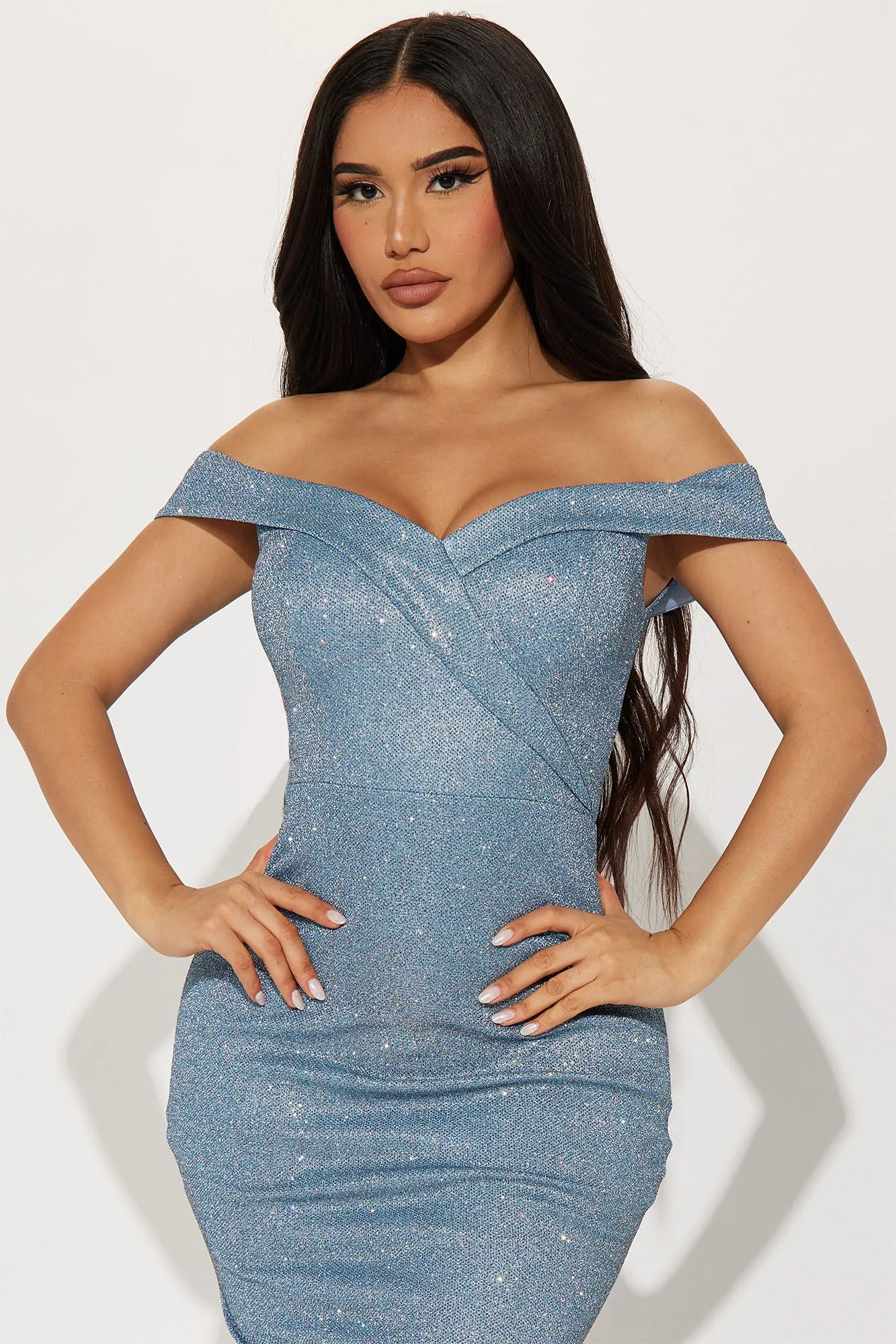 Annika Glitter Gown - Light Blue