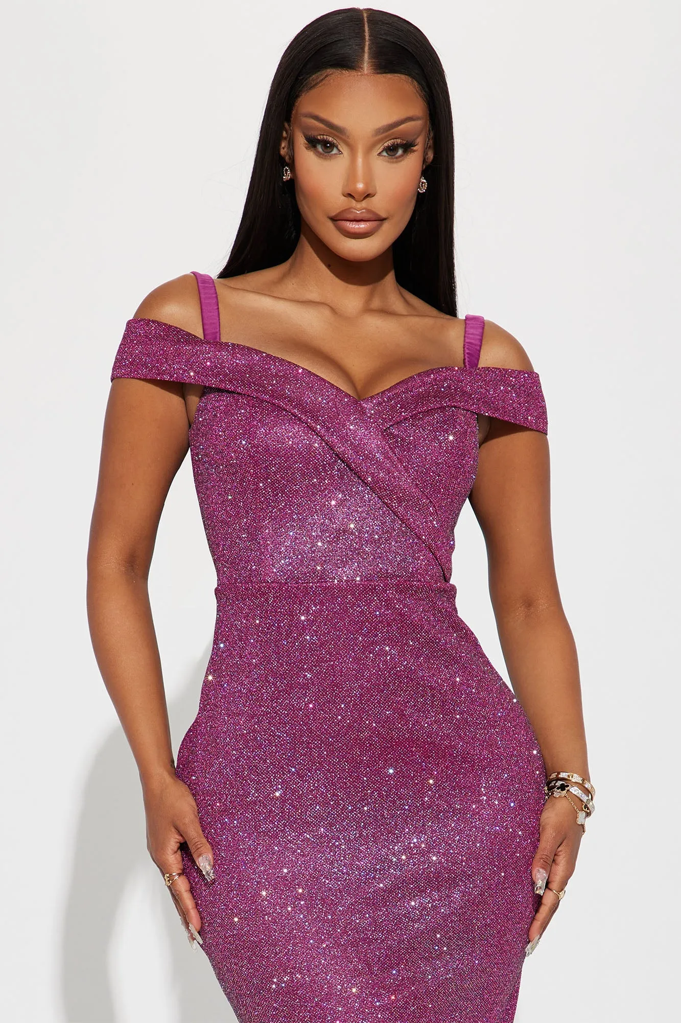 Annika Glitter Gown - Magenta