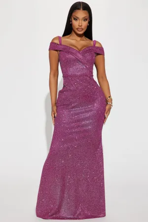 Annika Glitter Gown - Magenta