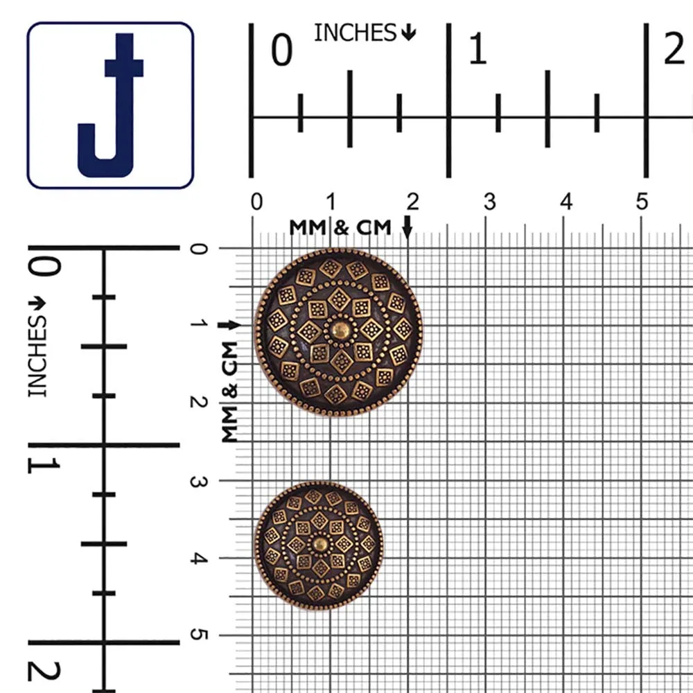 Antique Gold Engraved Design Round Shape Metal Buttons