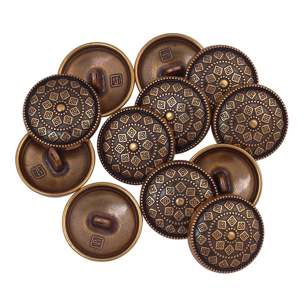 Antique Gold Engraved Design Round Shape Metal Buttons