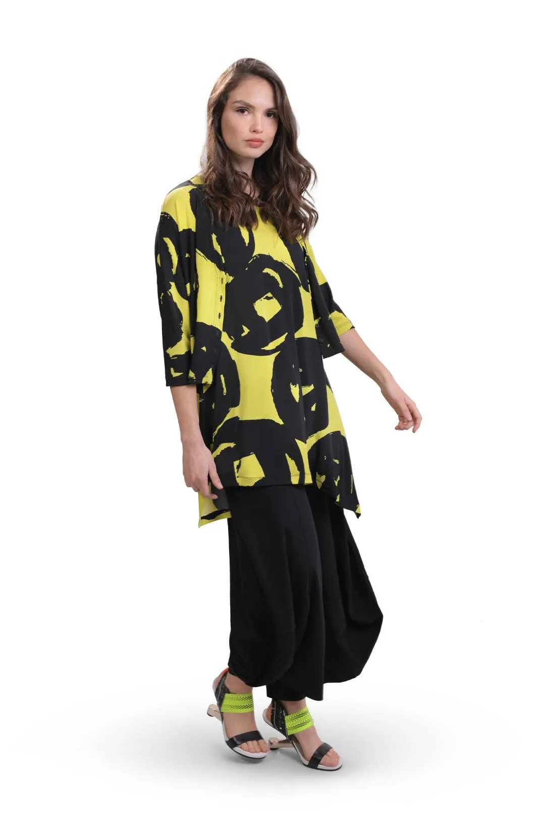 Art Print Cardigan, Lime