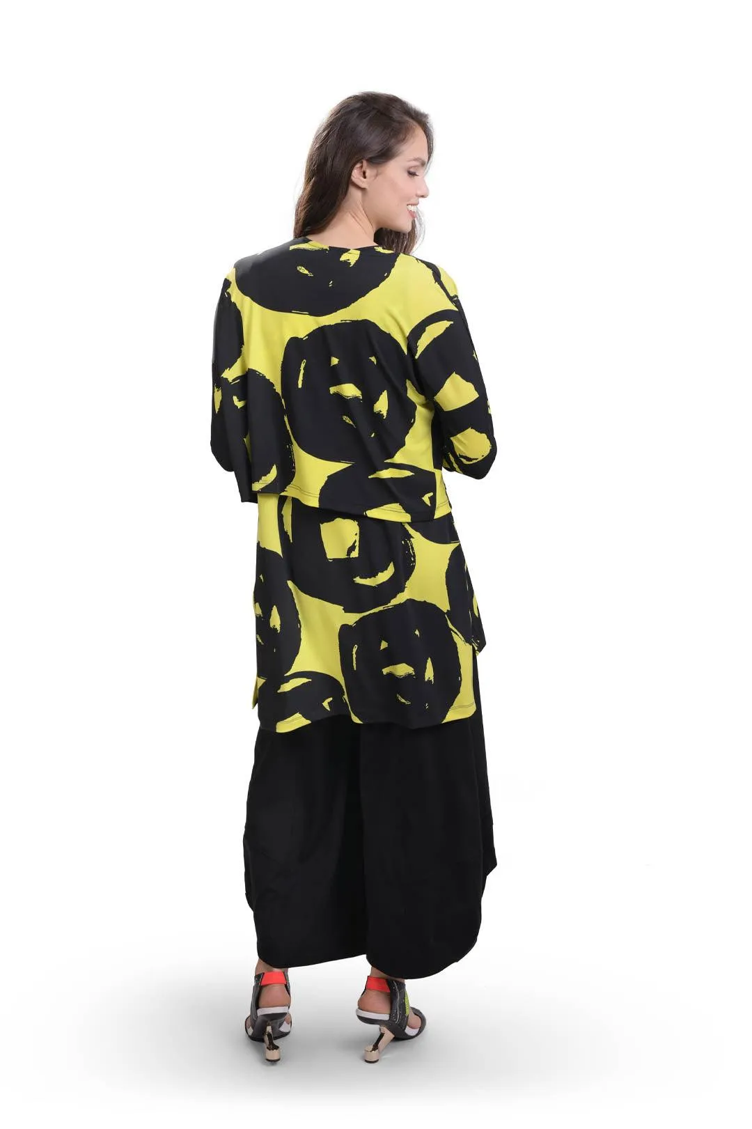 Art Print Cardigan, Lime