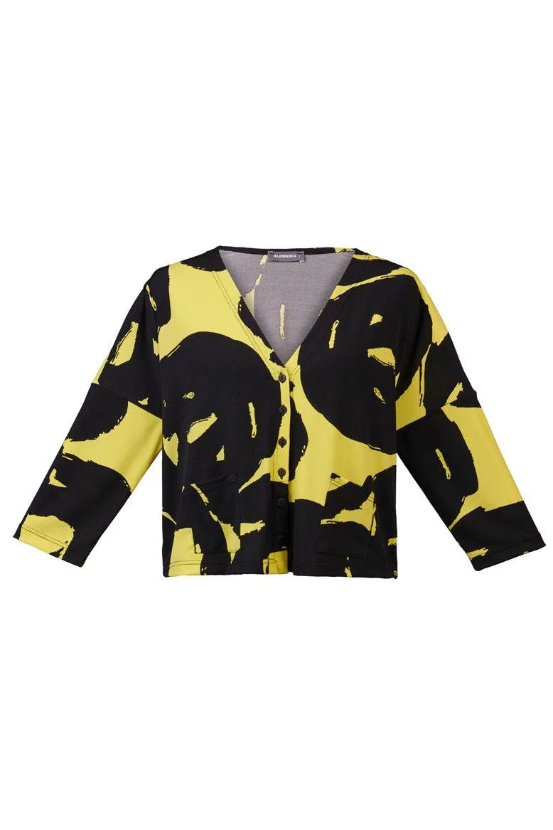 Art Print Cardigan, Lime
