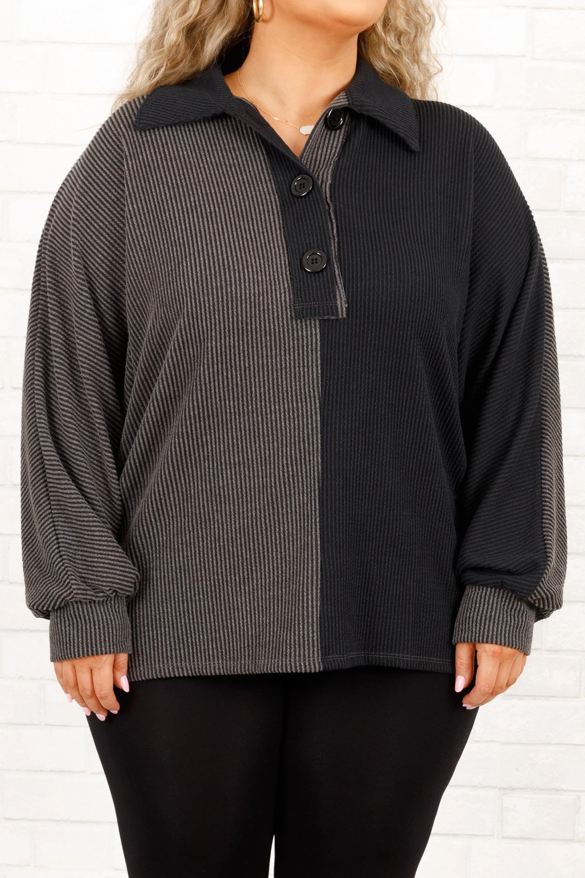 Basic Delight Top, Charcoal