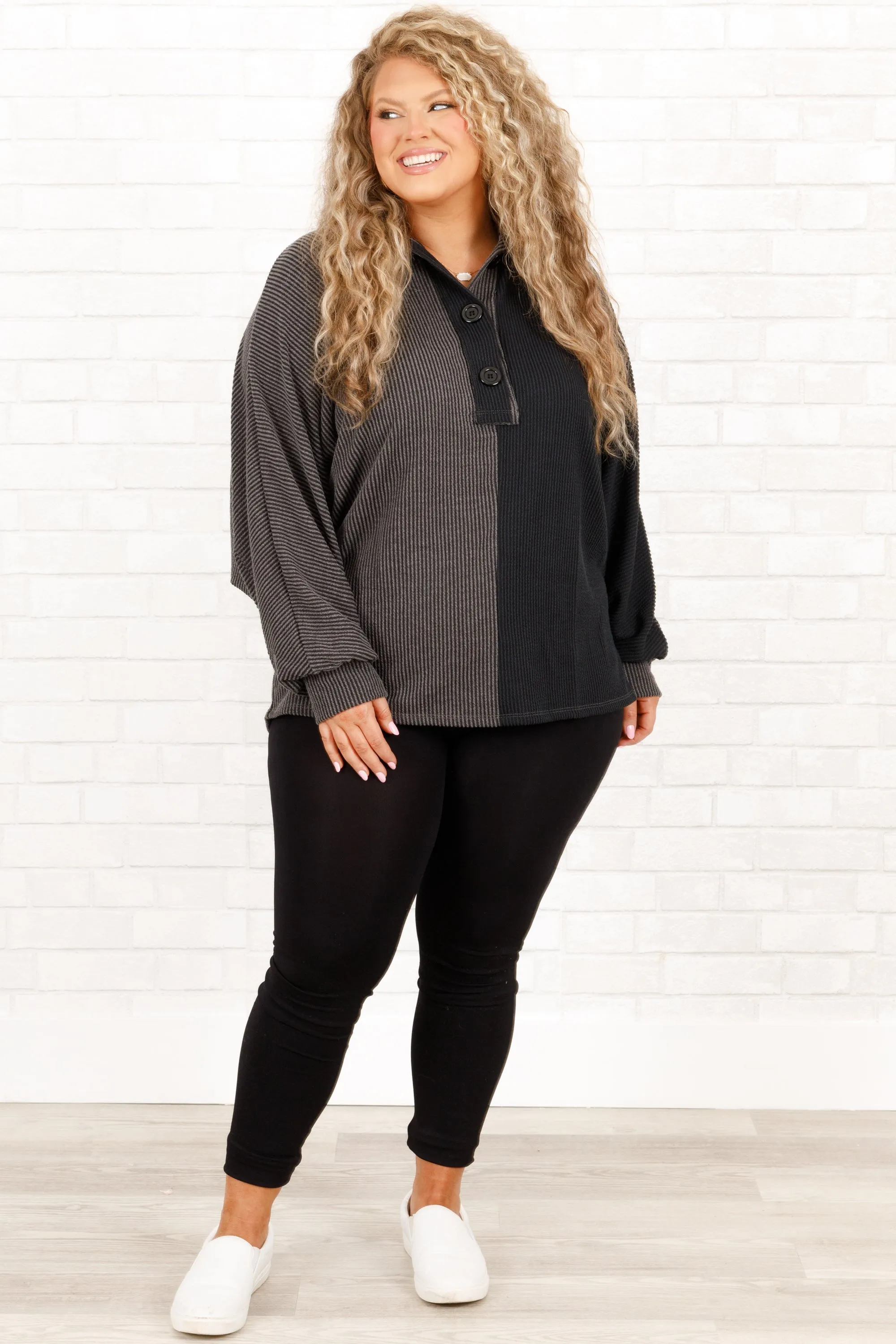 Basic Delight Top, Charcoal