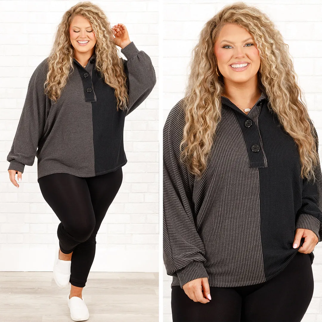 Basic Delight Top, Charcoal