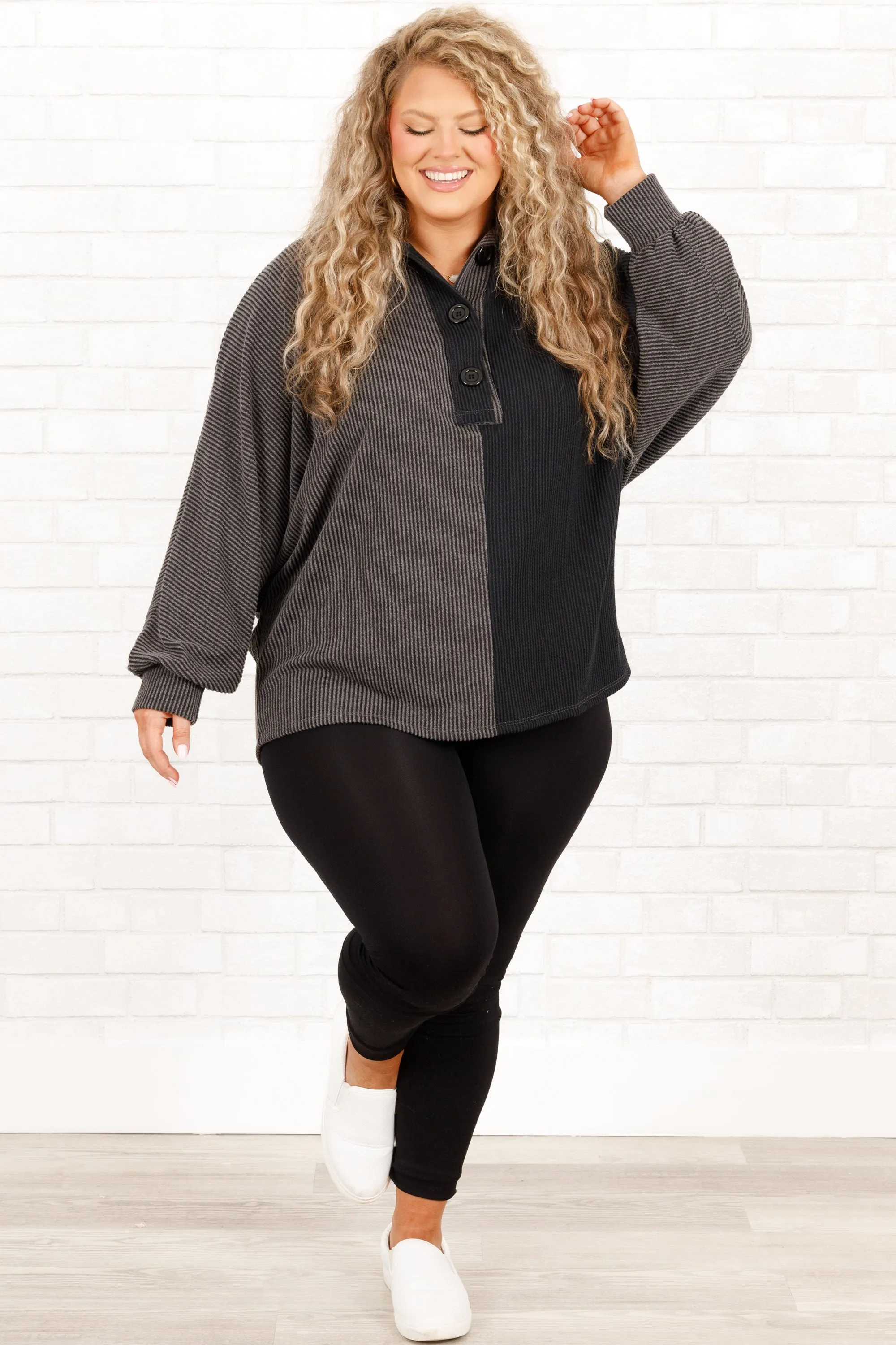 Basic Delight Top, Charcoal