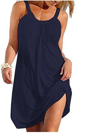 Bear Shoulder Pleated Pure Color Short Dress