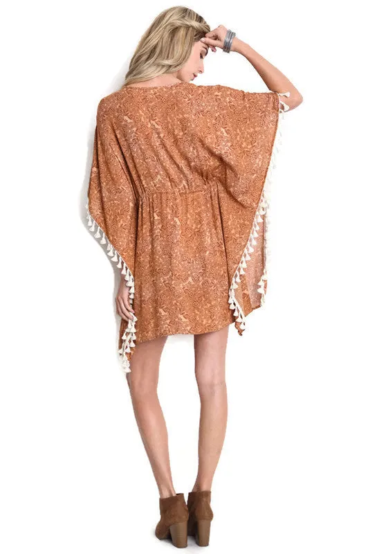 Bohemian Tassel Dress, Brown