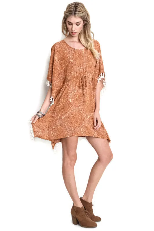 Bohemian Tassel Dress, Brown
