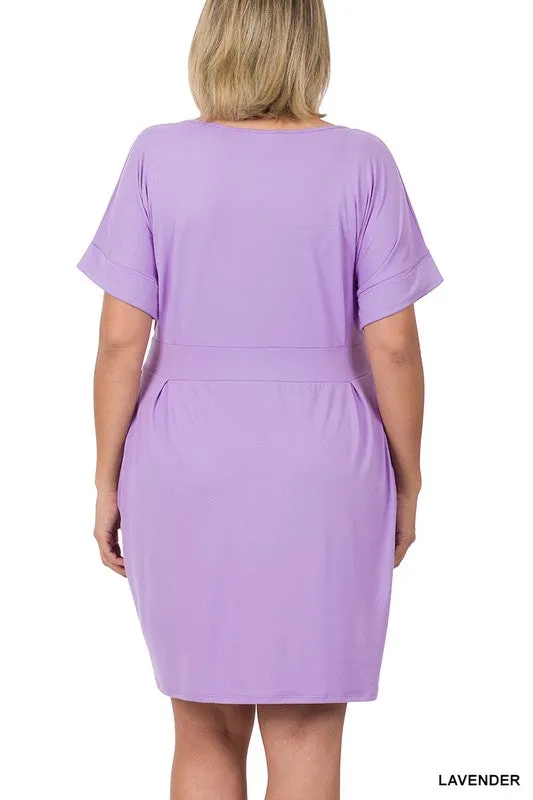 Brushed Dty Tie-Belt Dress | Plus Size