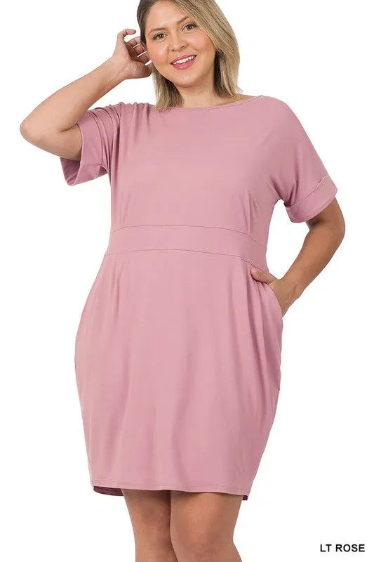 Brushed Dty Tie-Belt Dress | Plus Size