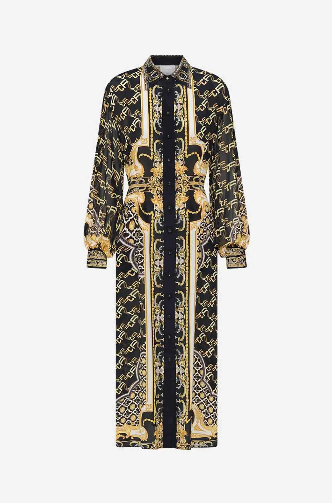 Camilla - Tether Me Not Button Down Blouson Sleeve Dress