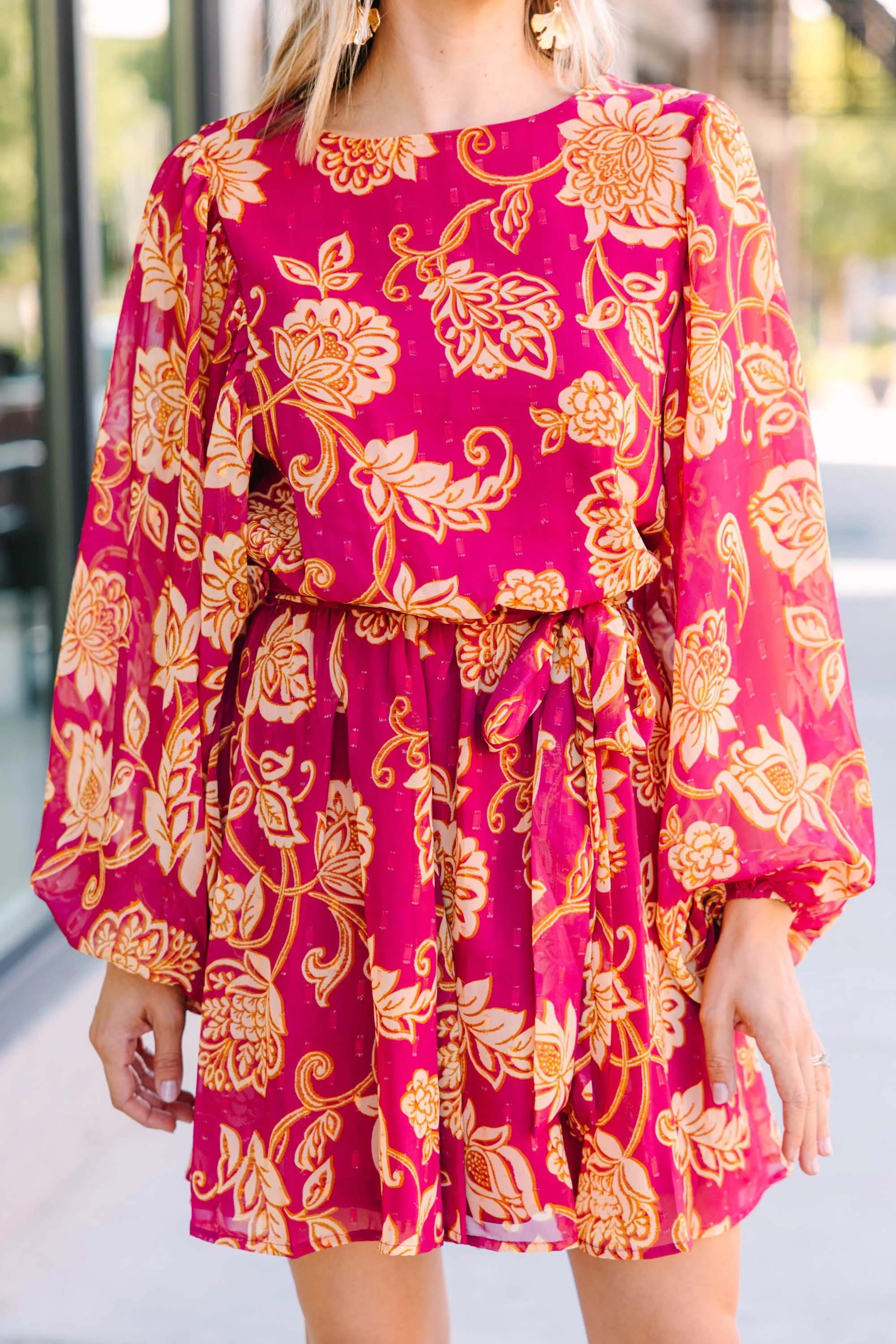 Can't Forget You Berry Red Floral Dress