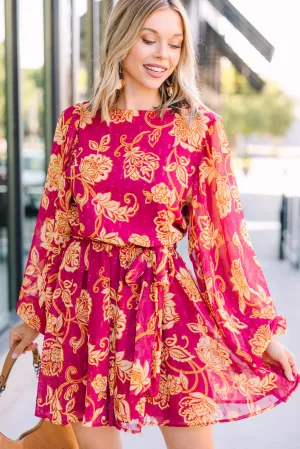 Can't Forget You Berry Red Floral Dress
