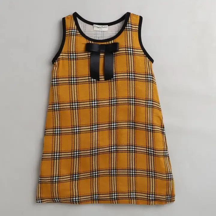 Checkered Printed Dress - Mustard