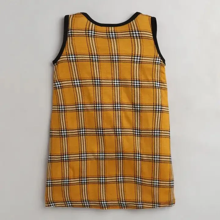 Checkered Printed Dress - Mustard