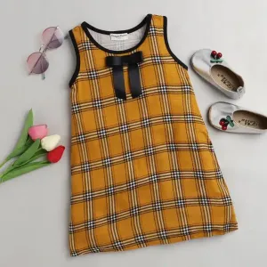 Checkered Printed Dress - Mustard