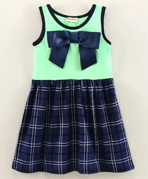 Checkered Printed with Bow Dress