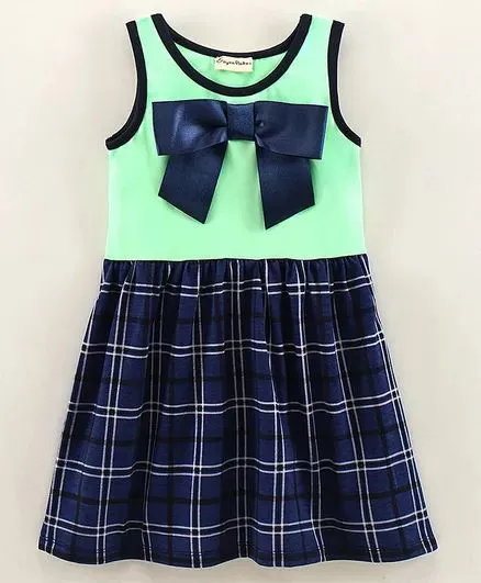 Checkered Printed with Bow Dress