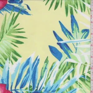 Citron/Berry/Blue Tropical Floral Crepe Georgette Fabric