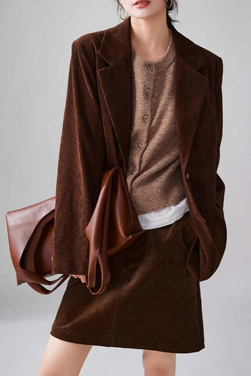 Classic Corduroy Single Breasted Lapel Blazer