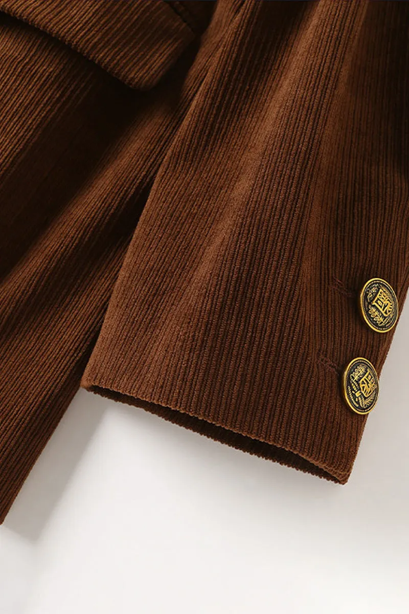 Classic Corduroy Single Breasted Lapel Blazer