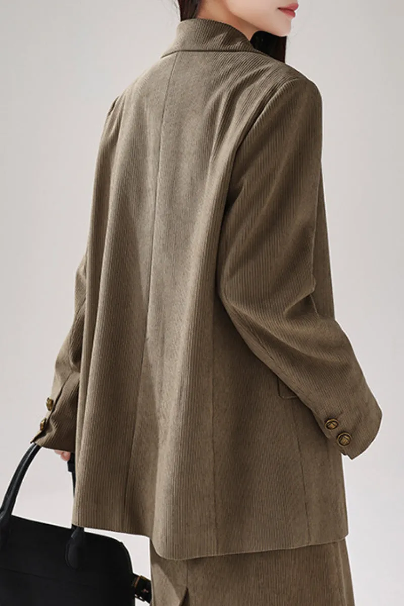 Classic Corduroy Single Breasted Lapel Blazer