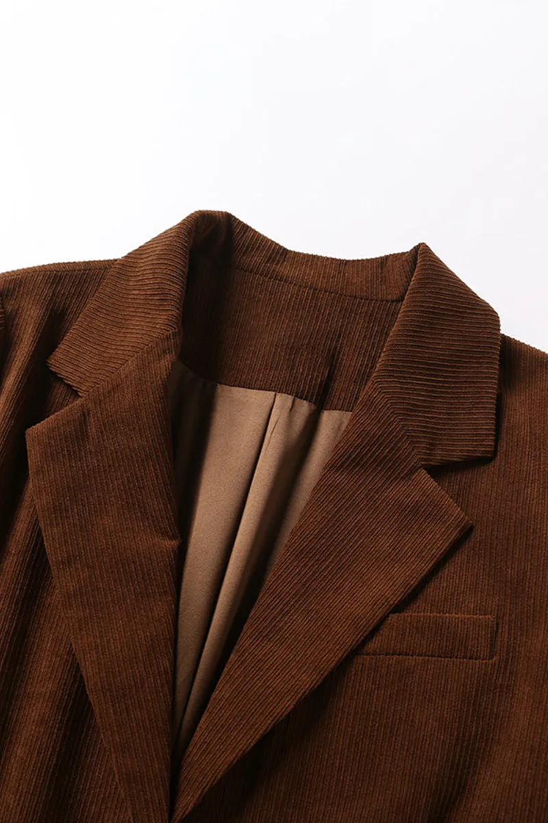 Classic Corduroy Single Breasted Lapel Blazer