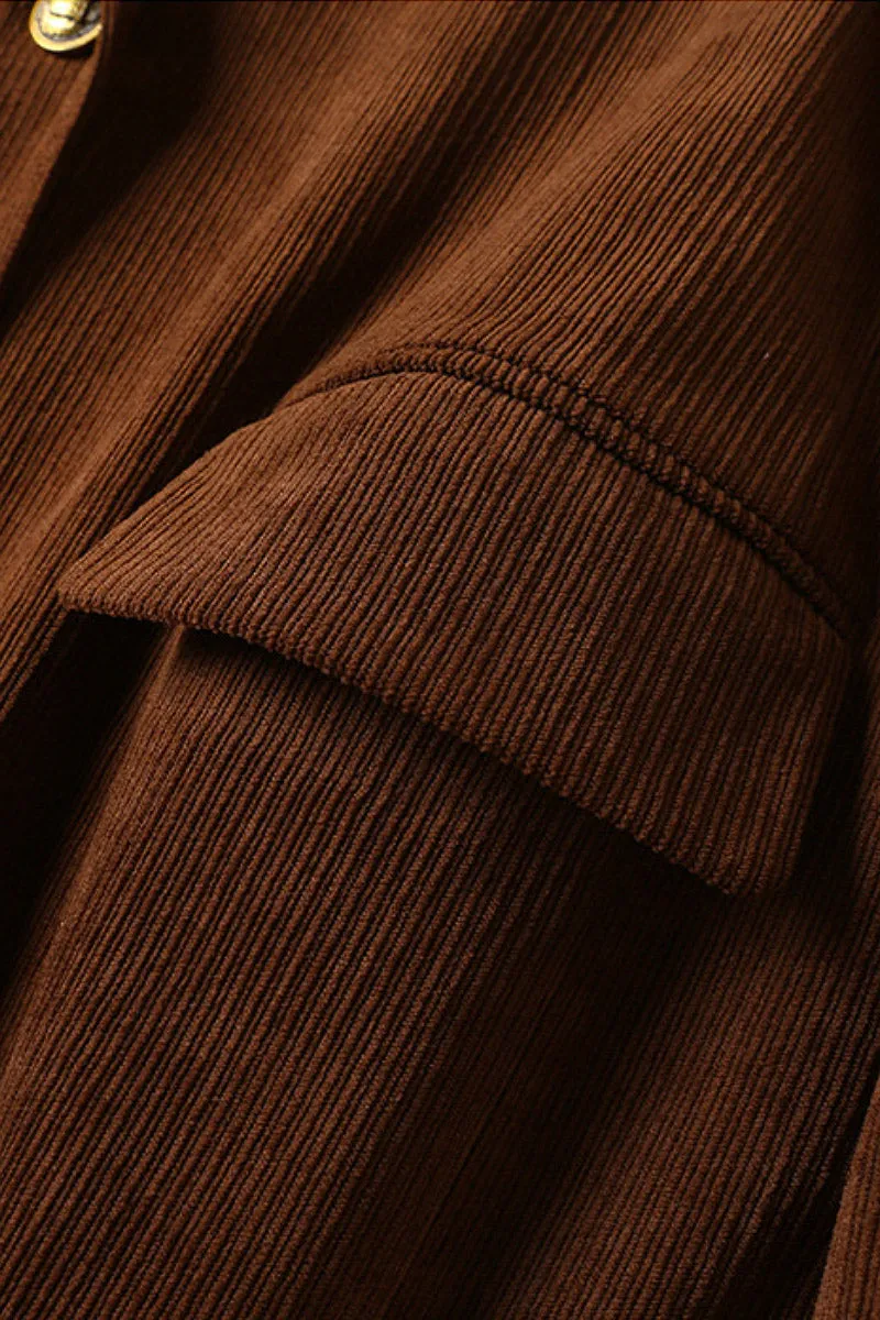 Classic Corduroy Single Breasted Lapel Blazer