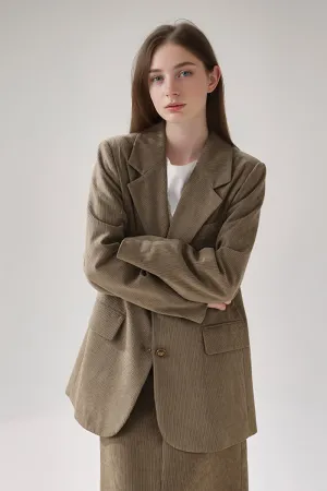 Classic Corduroy Single Breasted Lapel Blazer