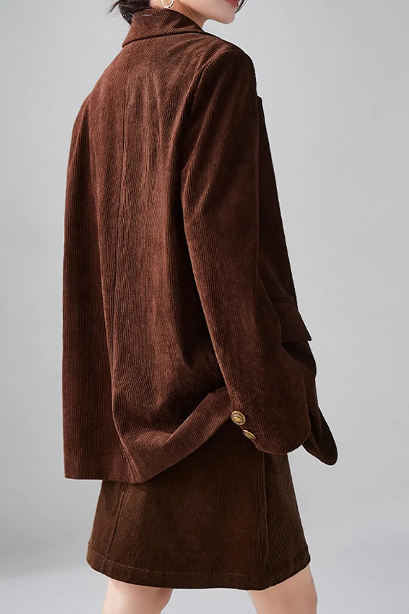 Classic Corduroy Single Breasted Lapel Blazer