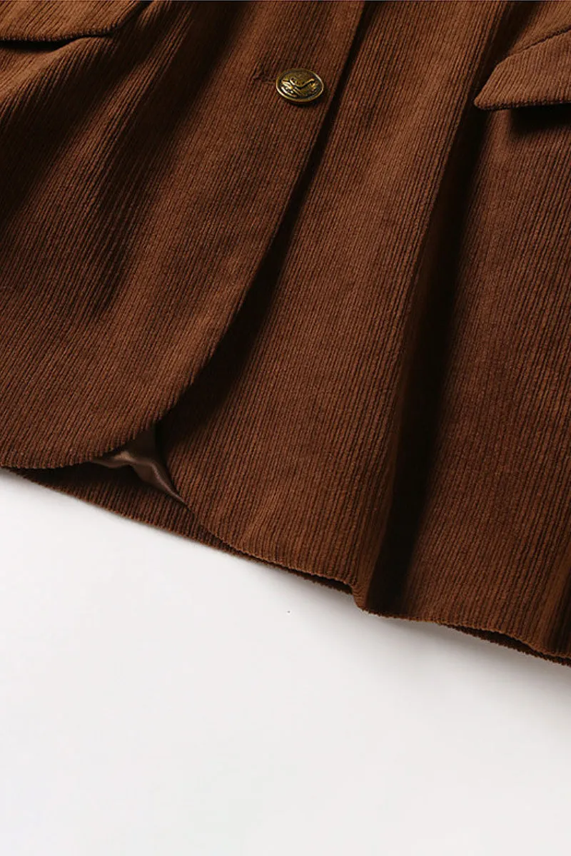 Classic Corduroy Single Breasted Lapel Blazer