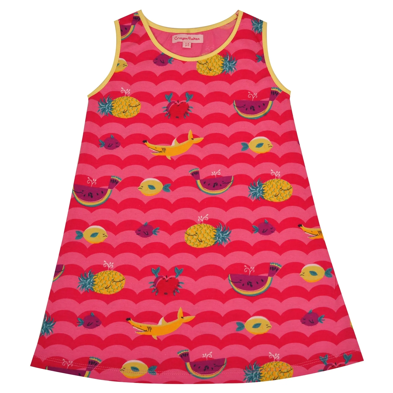 Crayon Flakes Kids Wear for Girls 100% Cotton Sleeveless Straight Knit Dress