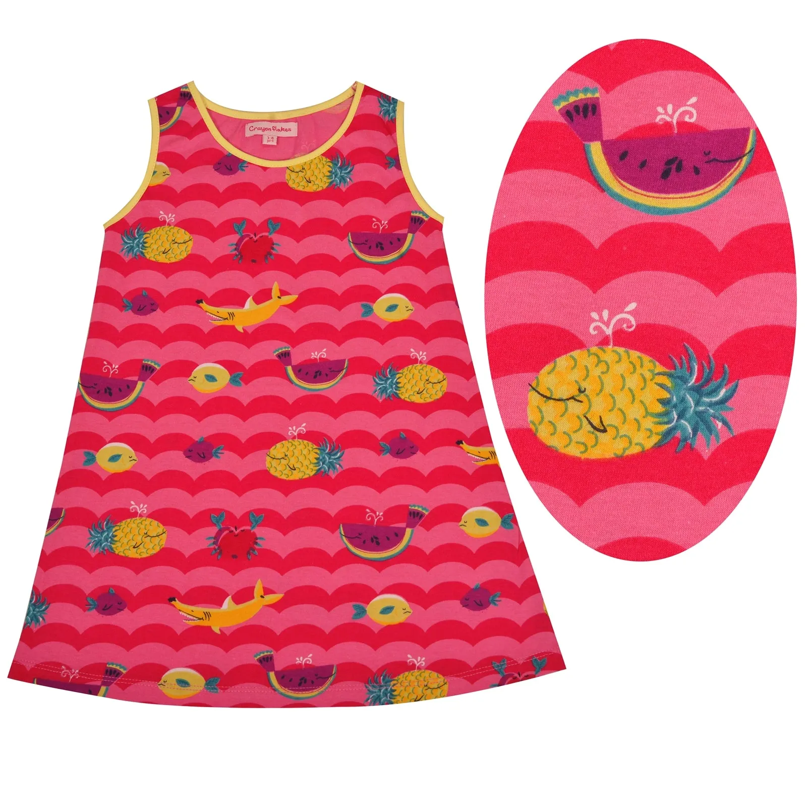 Crayon Flakes Kids Wear for Girls 100% Cotton Sleeveless Straight Knit Dress