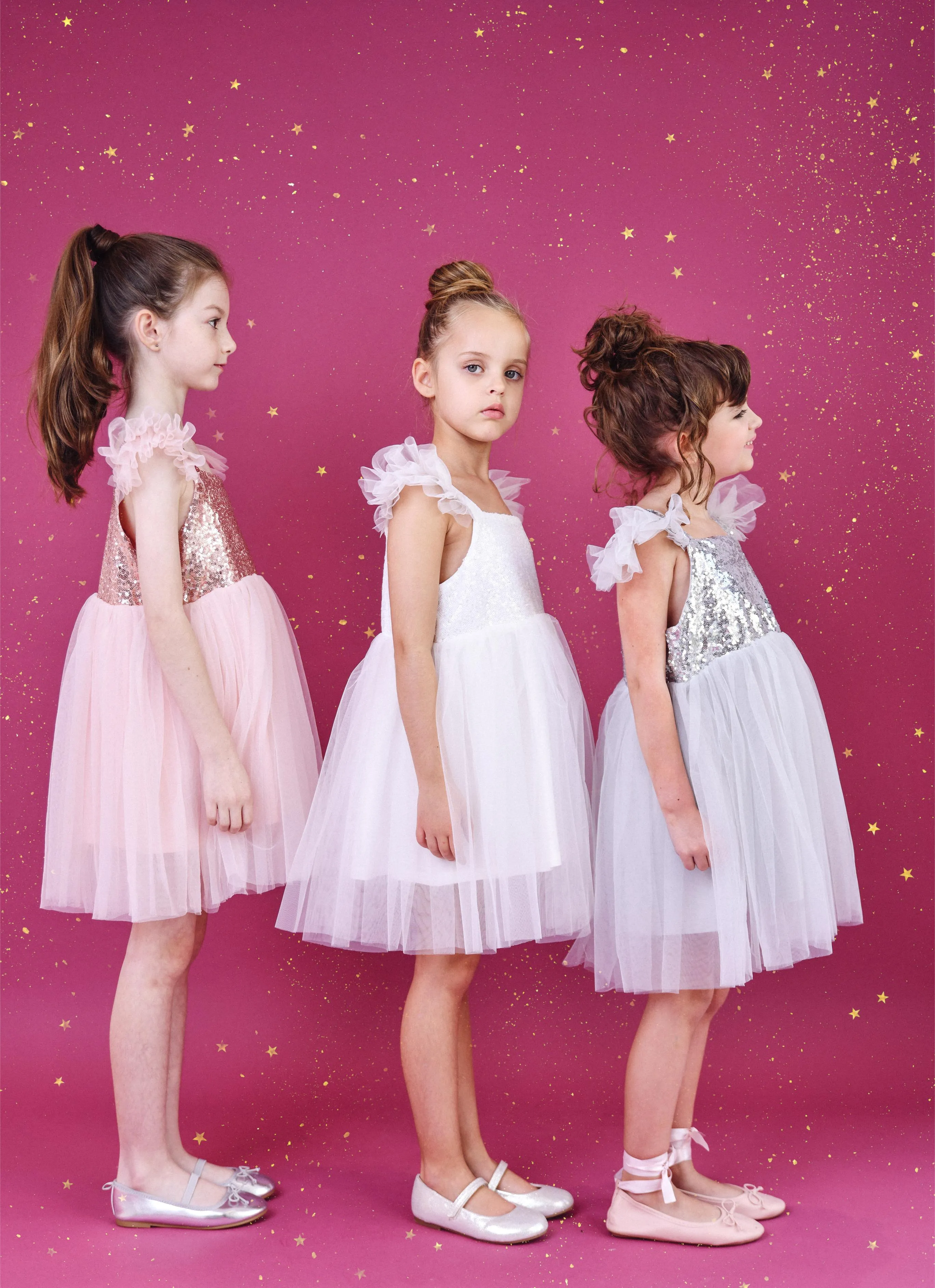 DOLLY UNIVERSE SEQUIN GLITTER GALAXY TUTU DRESS silver grey
