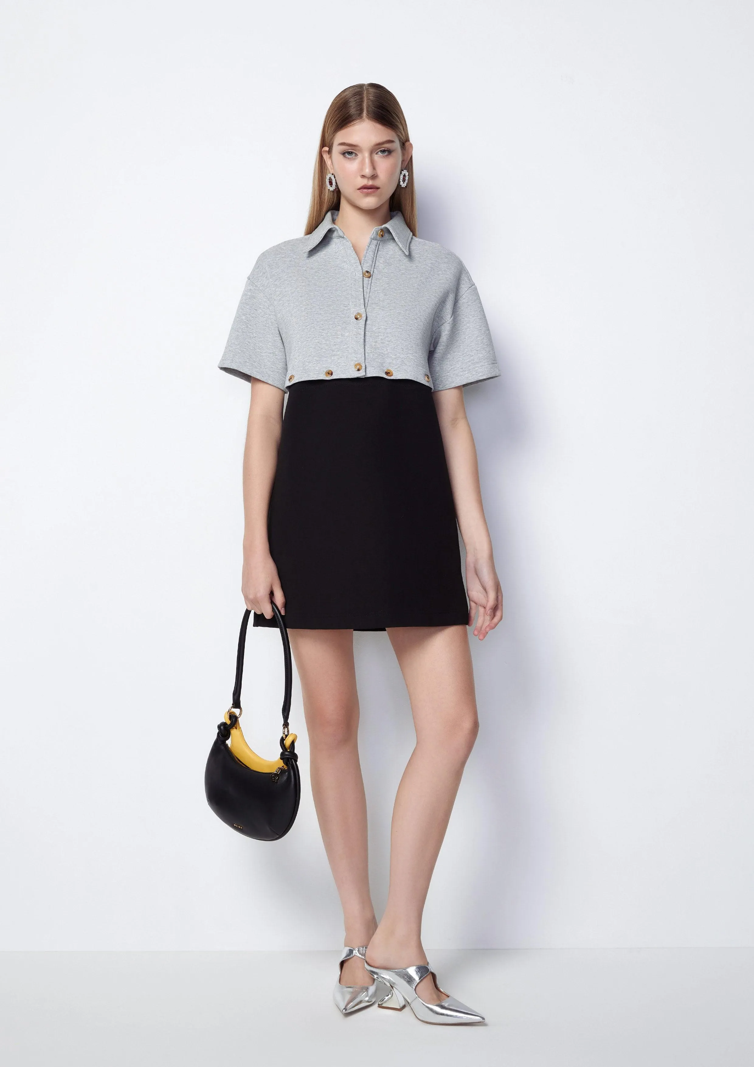 Ephemeral Echoes Button Mini Dress