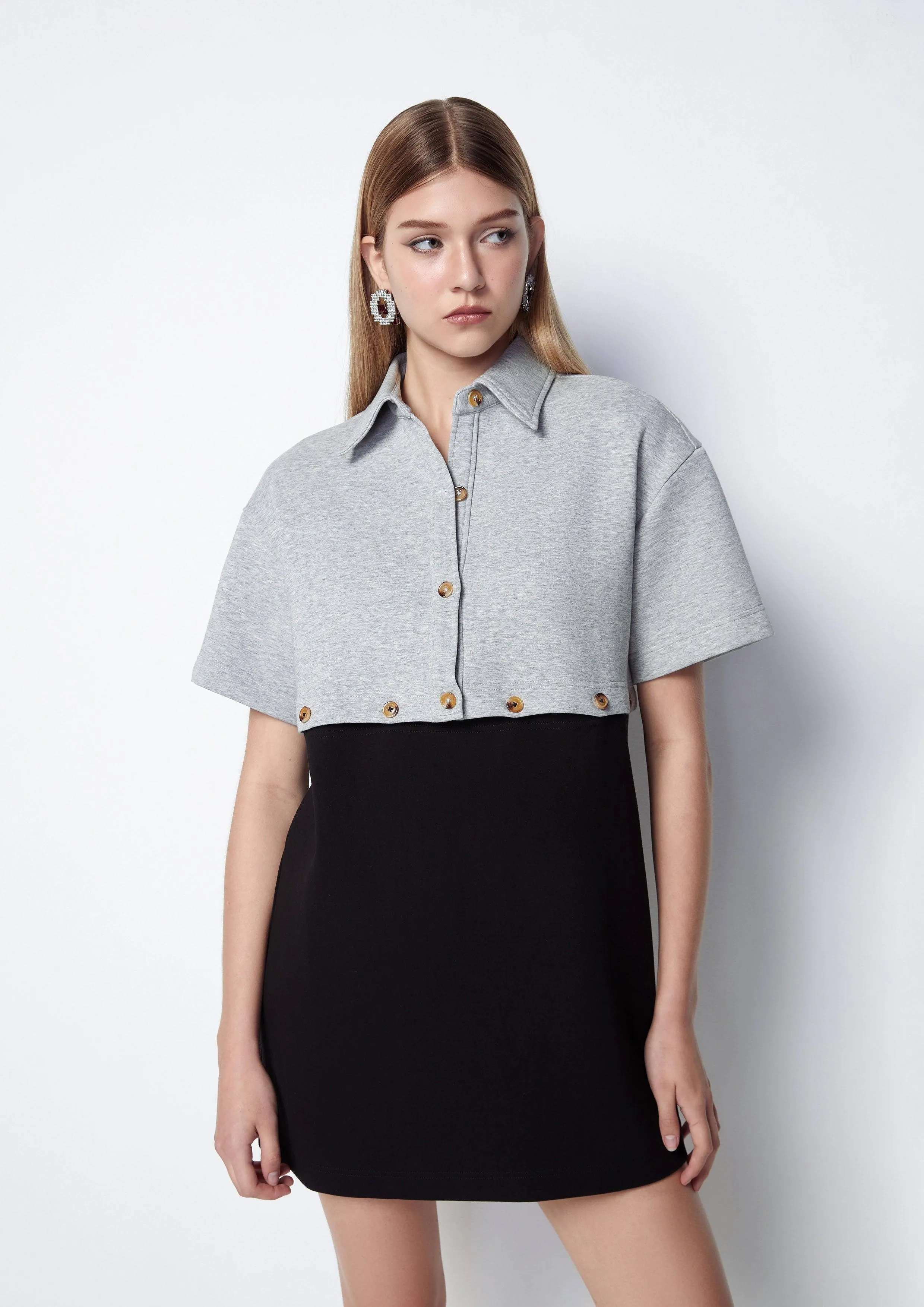 Ephemeral Echoes Button Mini Dress