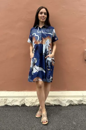 Festival Villa Dress Blue in Cotton Voile