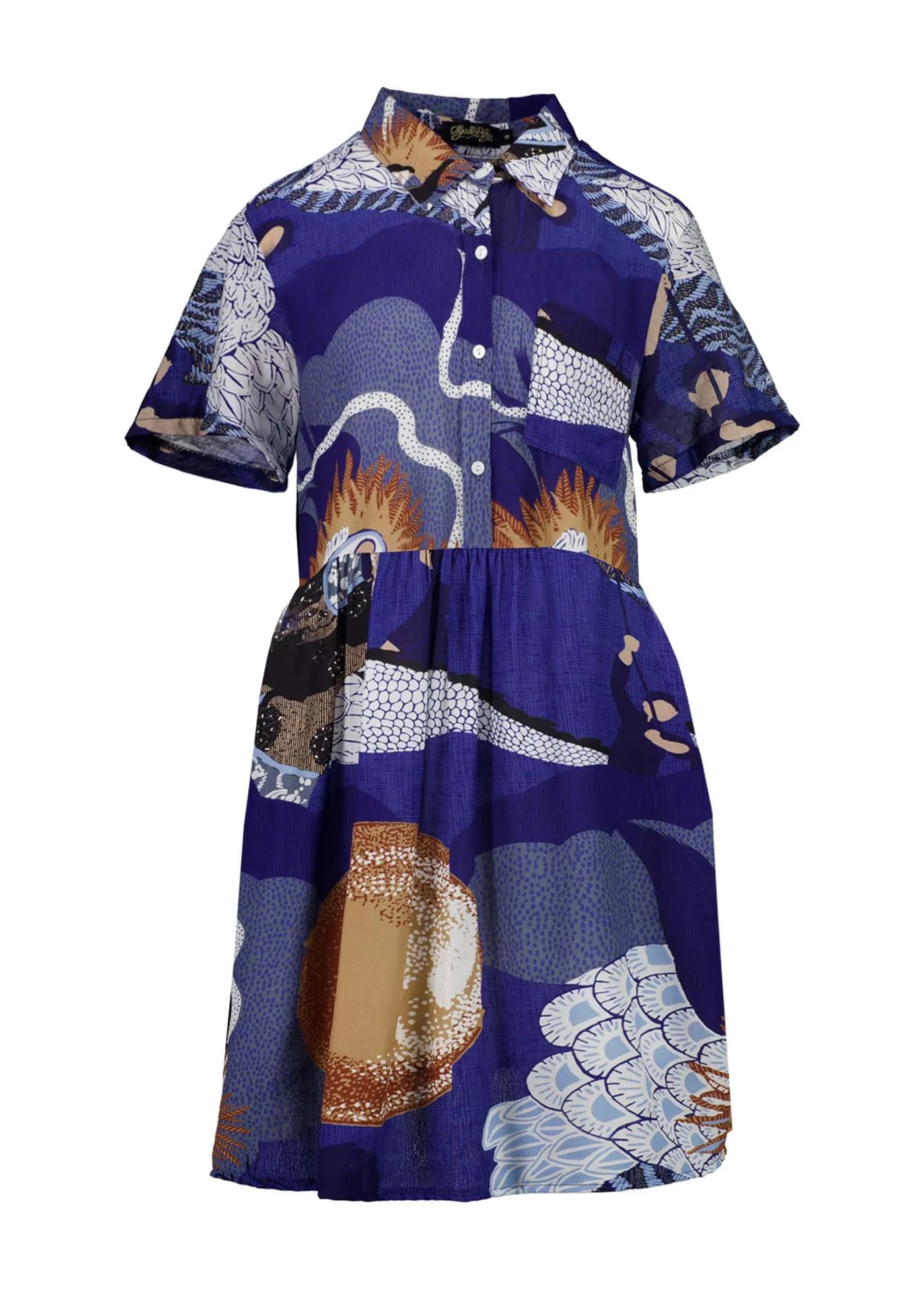 Festival Villa Dress Blue in Cotton Voile