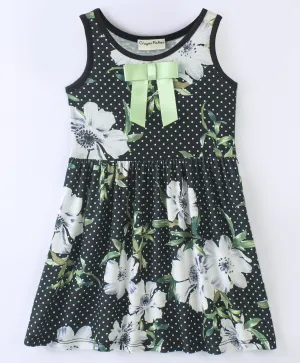 Floral Polka Printed Sleeveless Dress
